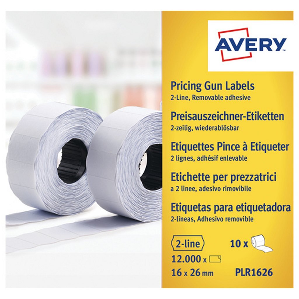 Avery AV-PLR1626 Prijstangetiketten Non-Permanent 10 Rollen Wit