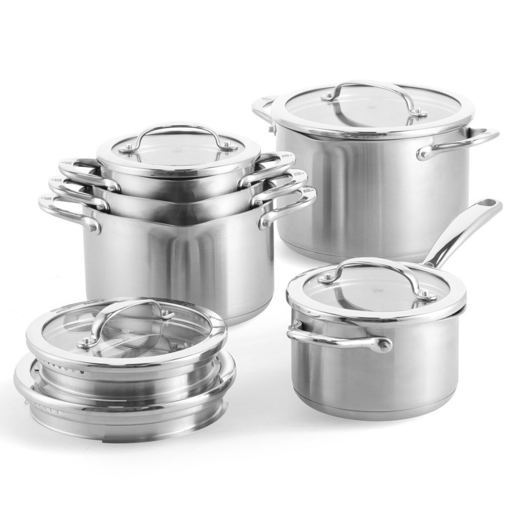 BK Twist Pannenset 5-delig RVS/Glas