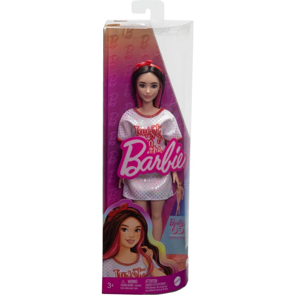 Barbie Fashionista Pop Witte Jurk Donker Haar
