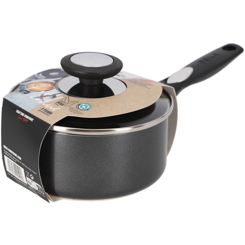 Beka Pro Induc Steelpan met Glazen Deksel 16 cm Zwart