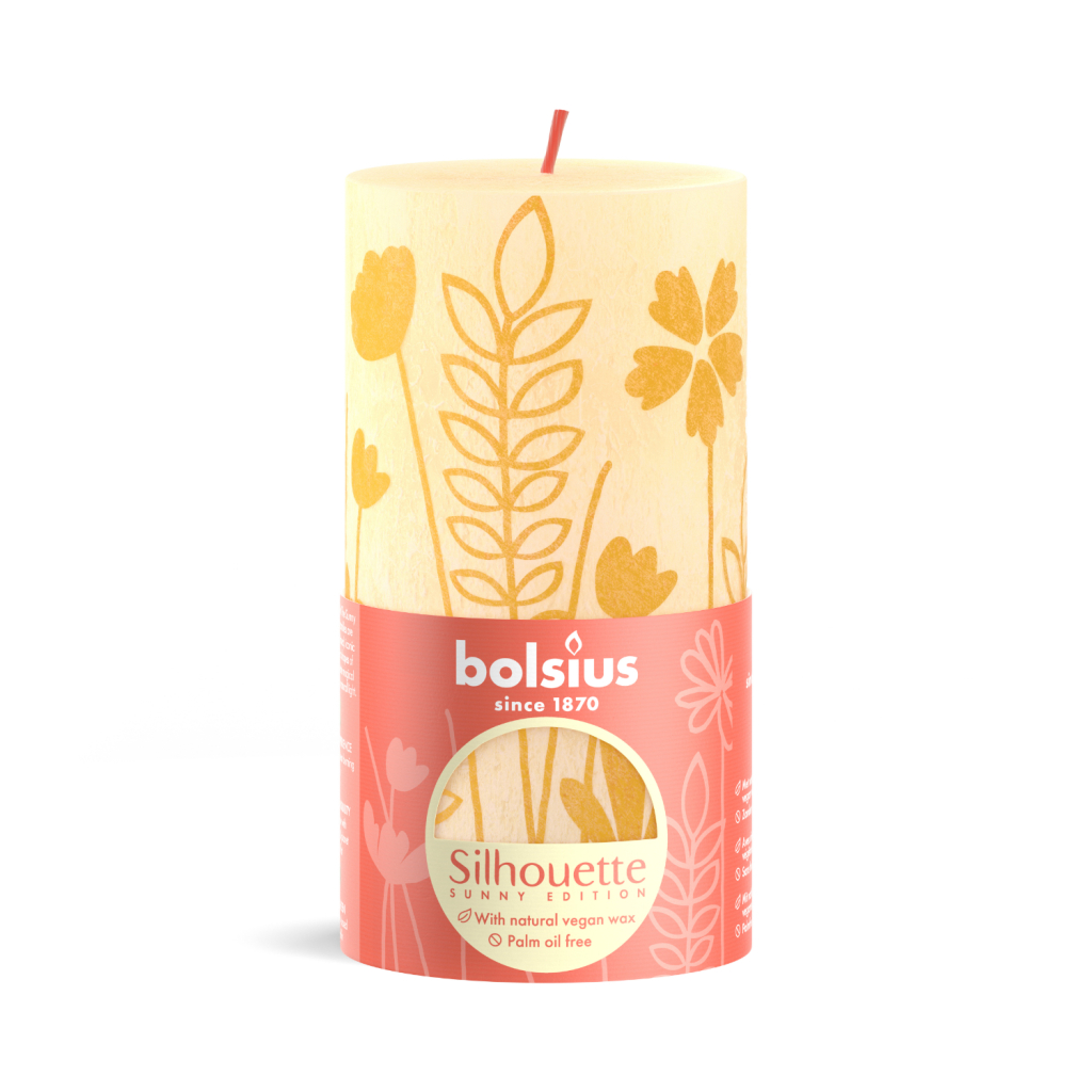 Bolsius Stompkaars Silhouette Botergeel Met Print 13x6