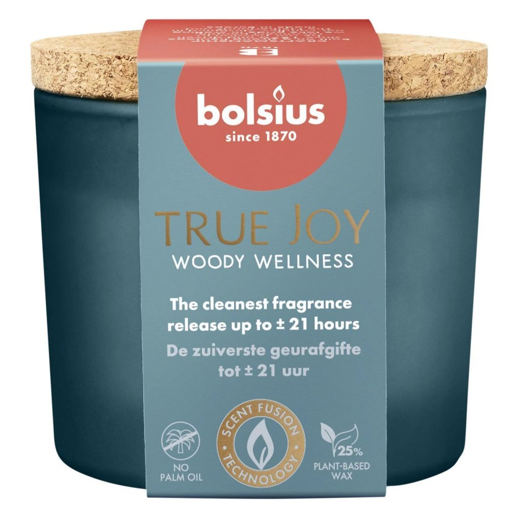 Bolsius True Joy Woody Wellness Geurkaars 6.6x8.3 cm Blauw