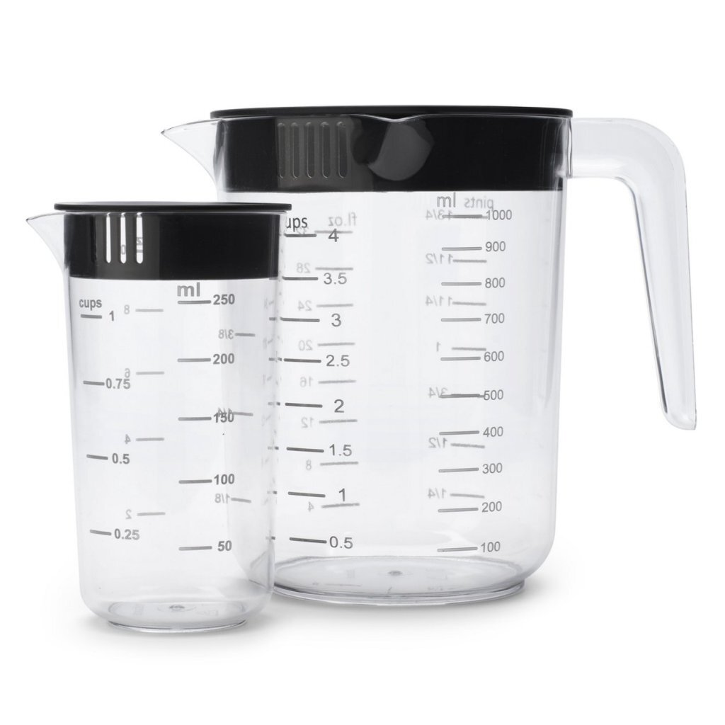 Brabantia Tasty+ Maatbeker Set 1L+250 ml Zwart/Transparant