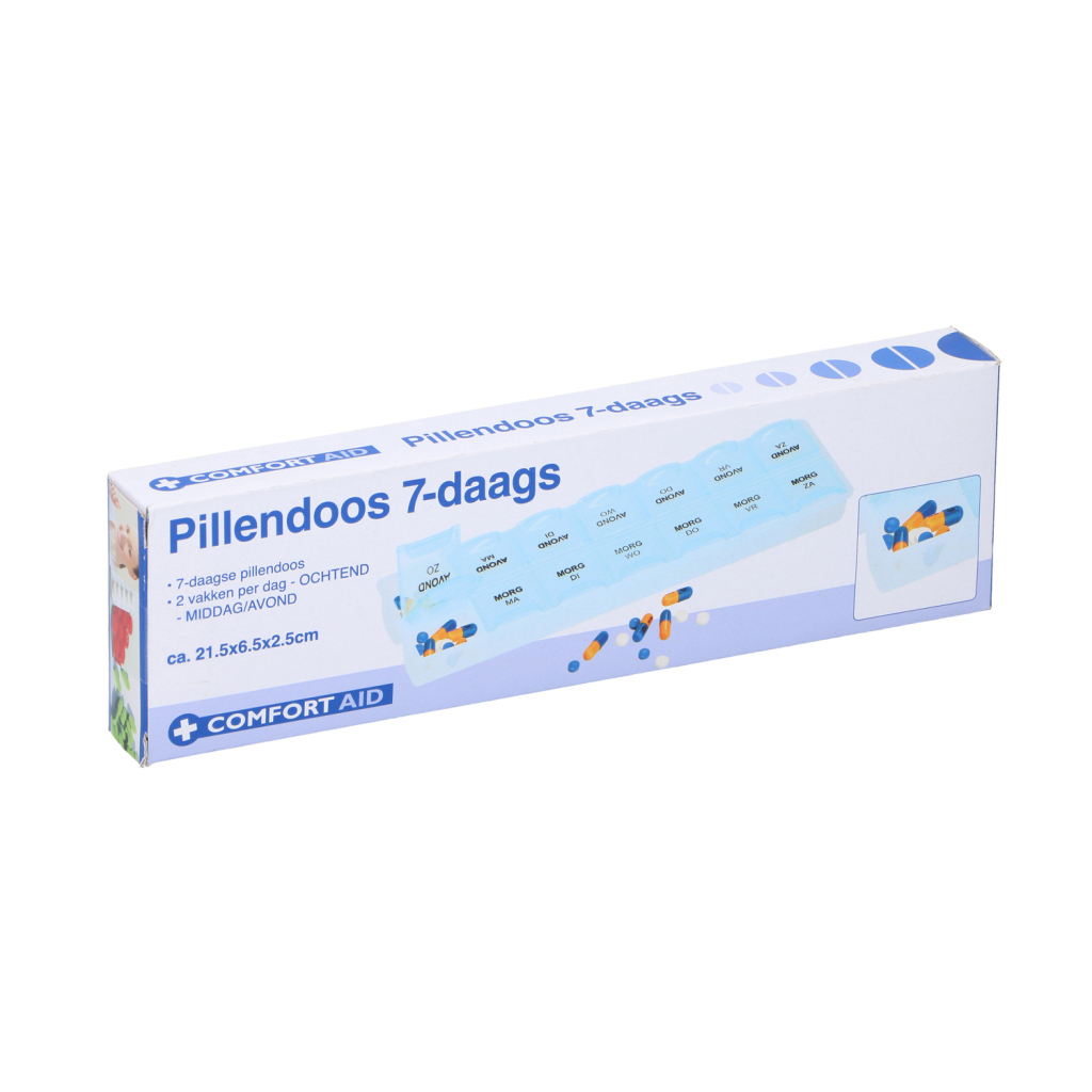Comfort Aid Pillendoos 7-daags 2x6.4x21.5 cm Blauw/Wit