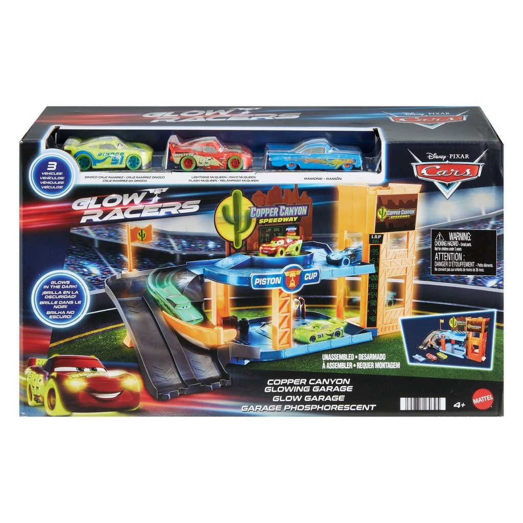 Disney Cars Garage Glow Racers + 3 Auto's