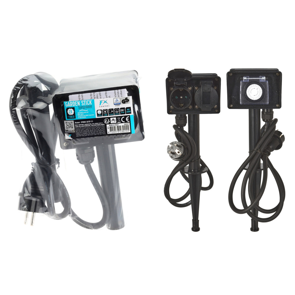 FX Control Tuinstekkerdoos met Timer Zwart