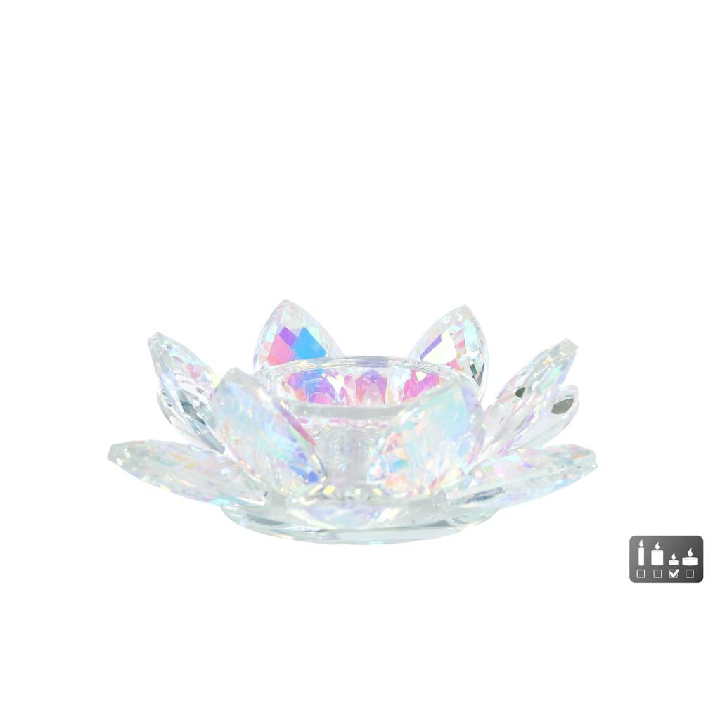 Glazen Theelichthouder Lotus Pareleffect 12x12x4 cm