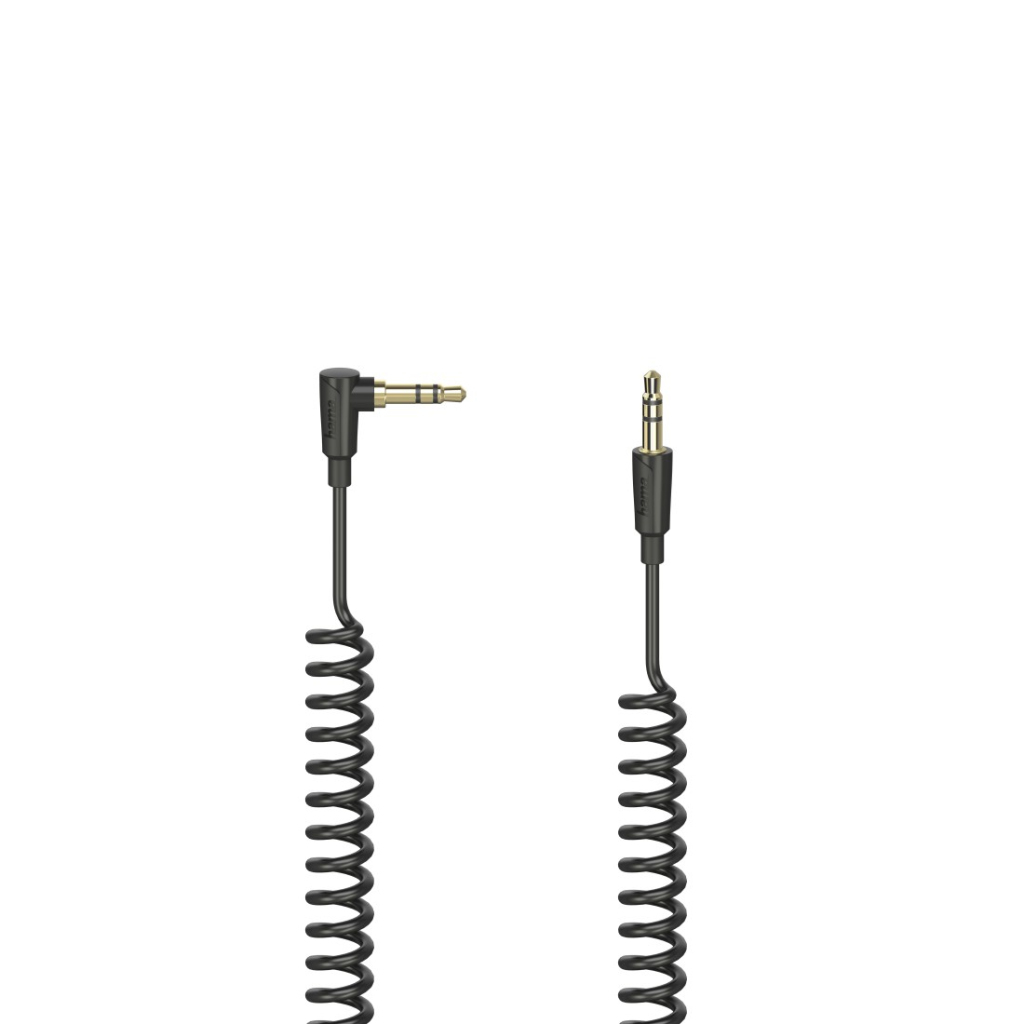 Hama Spiraalkabel 3.5 mm Jack met 90° Stekker Stereo 75 cm Zwart