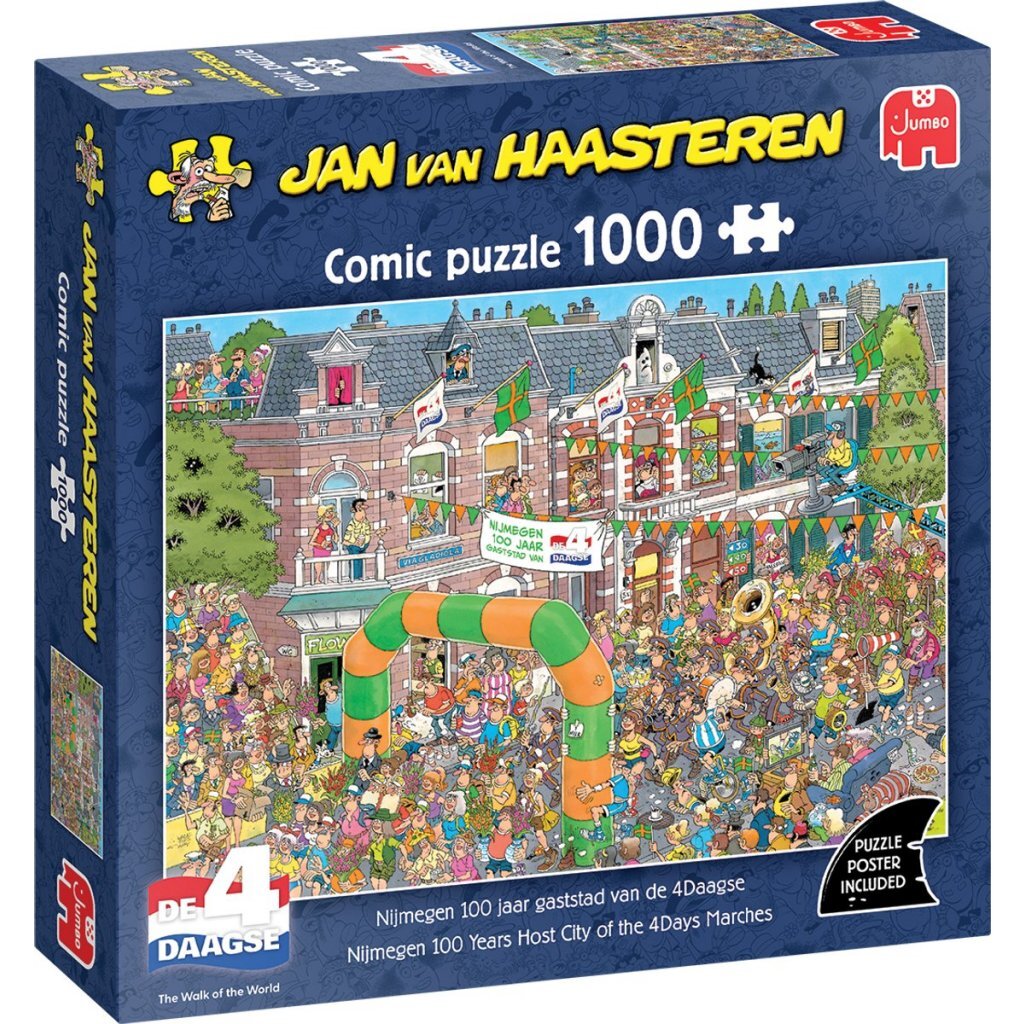 Jumbo Puzzel Jan Van Haasteren Nijmeegse 4-Daagse 100 Jaar 1000 Stukjes + Poster