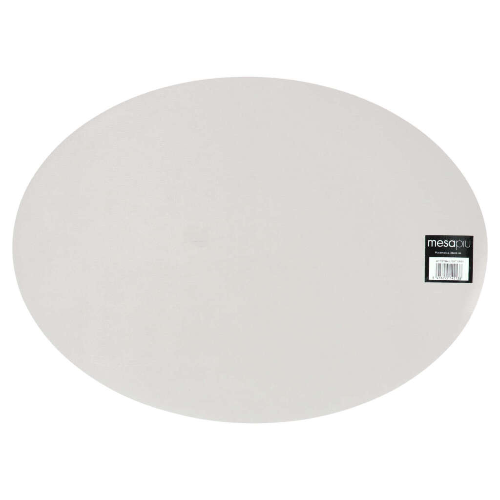 Mesapiu  Placemat Lederlook Light Grey Ovaal 45x33 Cm