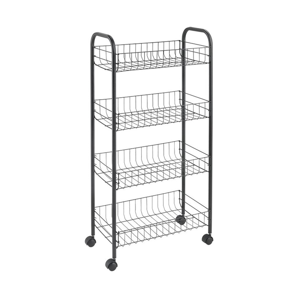Metaltex Ascona Trolly met Wielen + 4 Manden 41x23x84 cm Mat Zwart/Metaal