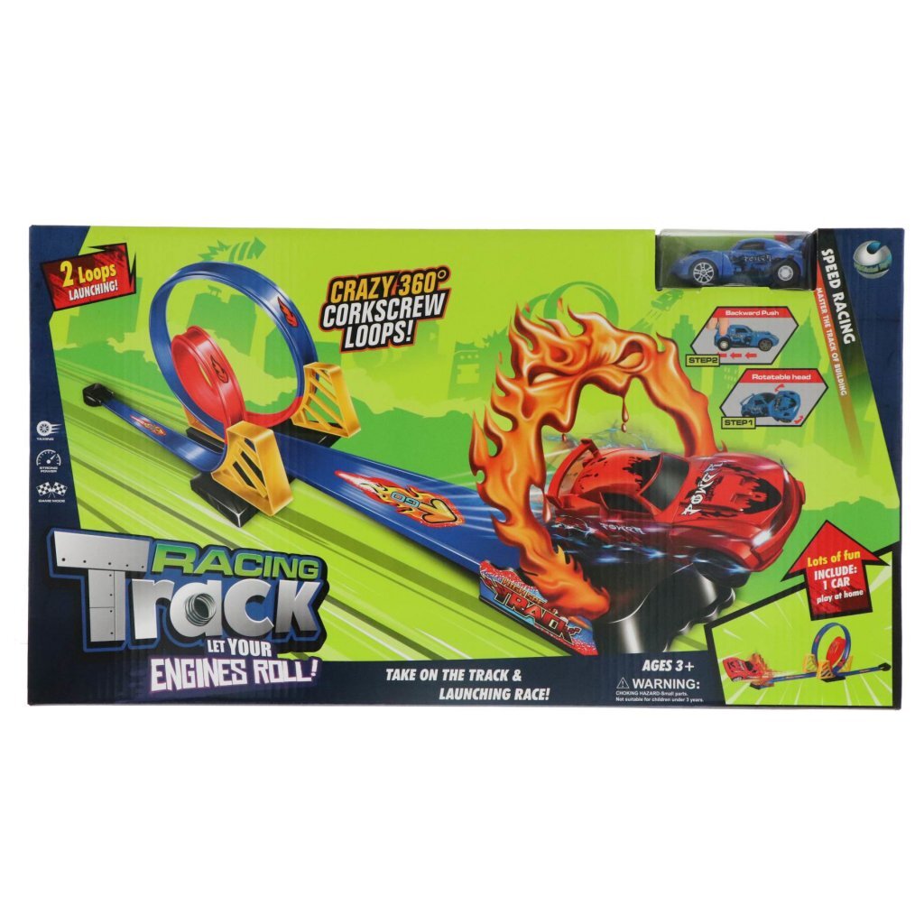 Racebaan + Vlammen en Looping Groot + Auto