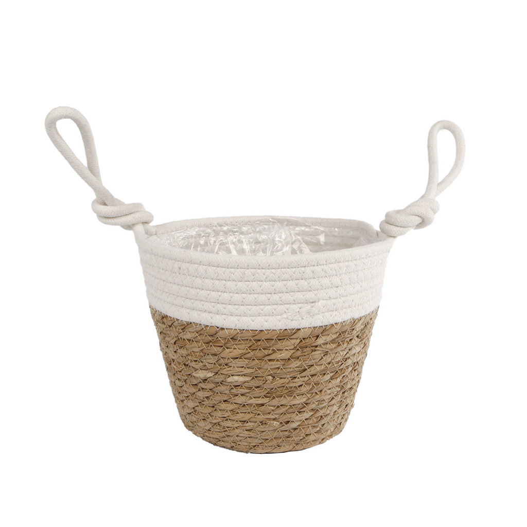Rieten Plantenmand Blois 20x14x30 cm Naturel/Wit