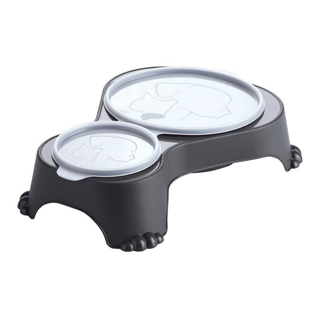 Rotho SALLY Dubbele Voederbak 0.28L+1L Antraciet