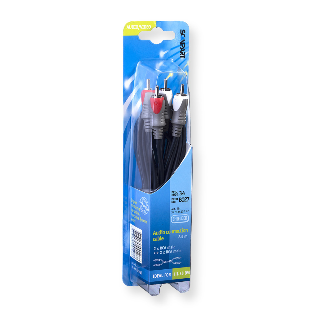 Scanpart Aansluitkabel 2tulp(m)-(m) 2.5m