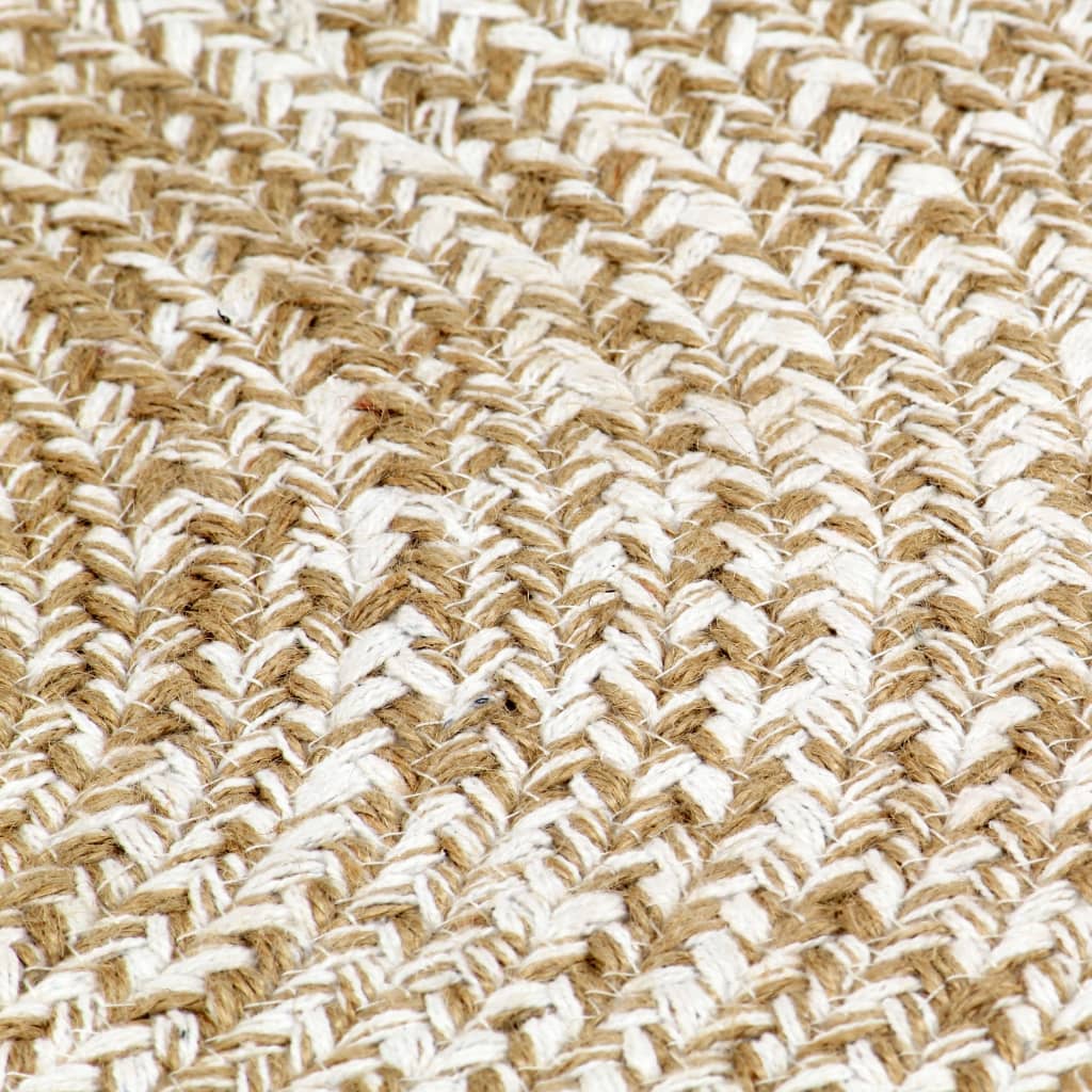 vidaXL Vloerkleed handgemaakt 150 cm jute wit en naturel - Afbeelding 4