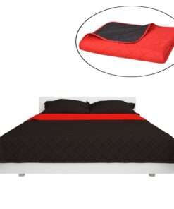131552 vidaXL Dubbelzijdig Quilted Bedspread Rood en Zwart 170x210 cm