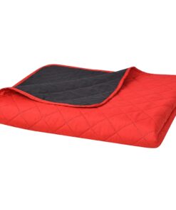131552 vidaXL Dubbelzijdig Quilted Bedspread Rood en Zwart 170x210 cm