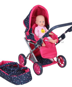 3in1 Poppenwagen Blauw/Roze
