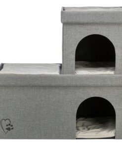 TRIXIE KATTENMAND / KATTENHUIS KIMY SOFT 2 VERDIEPINGEN LICHTGRIJS