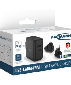 Ansmann USB Reis Oplader 30W + Verwisselbare Stekkers Zwart