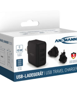 Ansmann USB Reisstekker VS/VK/EU Zwart