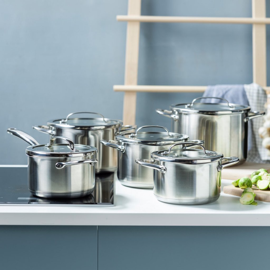 BK Twist Pannenset 5-delig RVS/Glas - Image 3