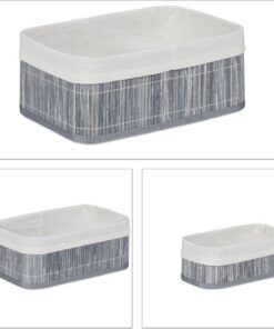 Bamboe Opbergmanden 3 Stuks Grijs/Wit