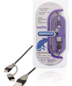 Bandridge BBM39400B10 2-in-1 Data En Oplaadkabel Usb Micro-b Male + Lightningadapter - A Male 1.00 M Zwart