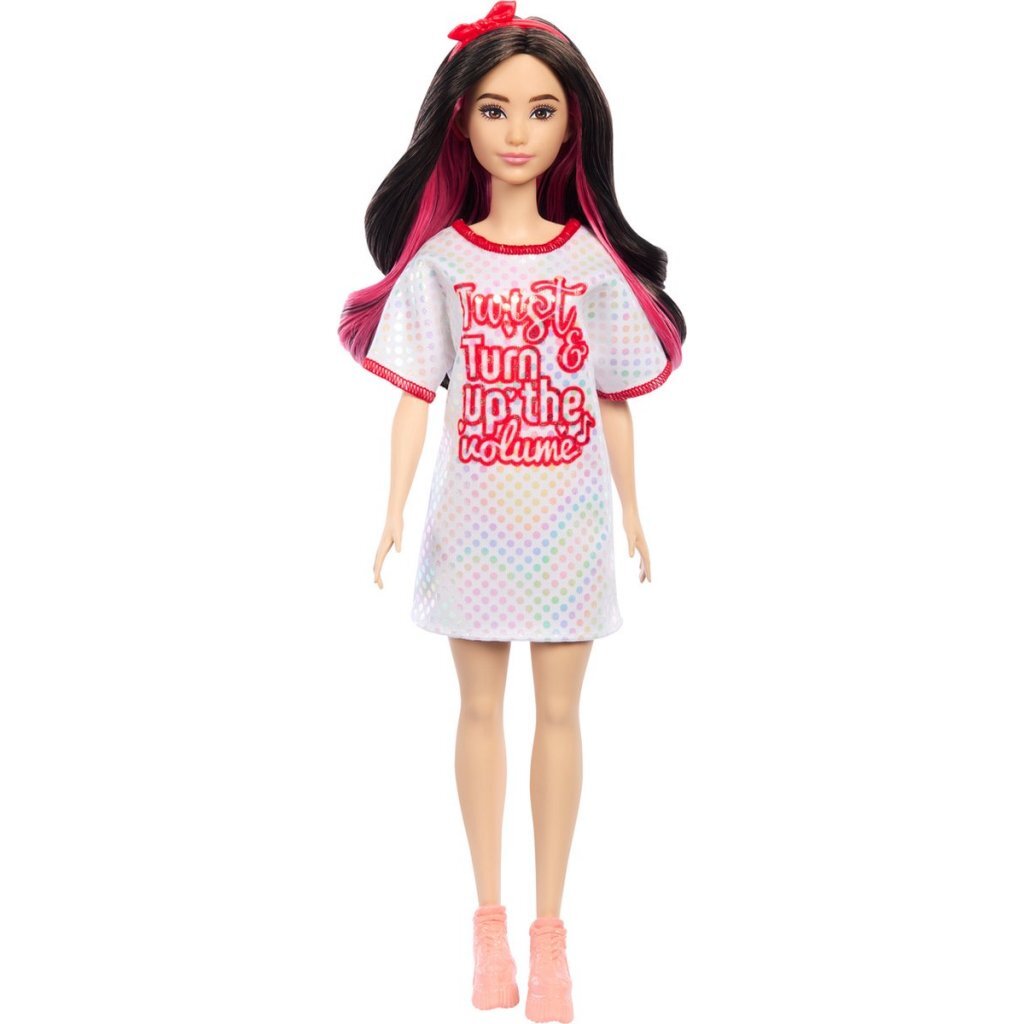 Barbie Fashionista Pop Witte Jurk Donker Haar - Image 2