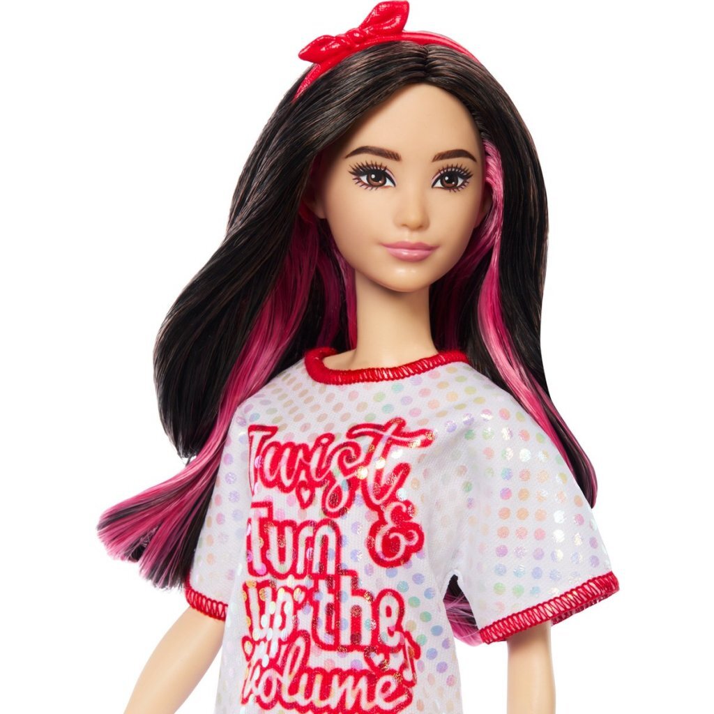 Barbie Fashionista Pop Witte Jurk Donker Haar - Image 3