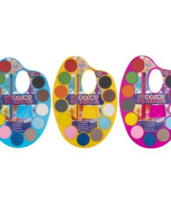 Basic Craft Waterverfpalet + Penseel 12 Kleuren