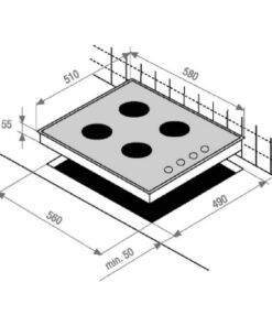 Alternative view of Beko HIC64400E Inbouw Vitrokeramische Kookplaat Zwart