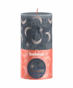 Bolsius Silhouette Stompkaars met Print 13x6.8 cm Leisteenblauw
