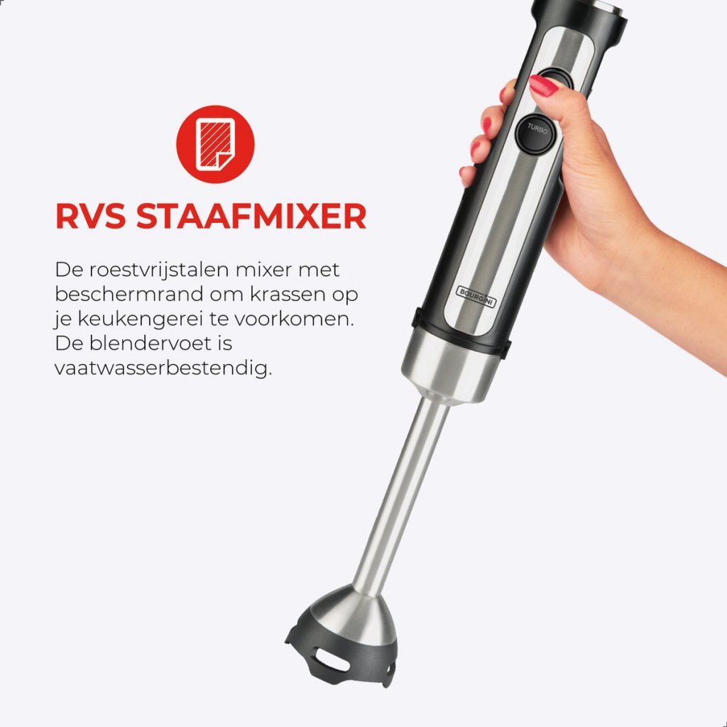 Bourgini Classic Staafmixer Set RVS/Zwart - Image 4