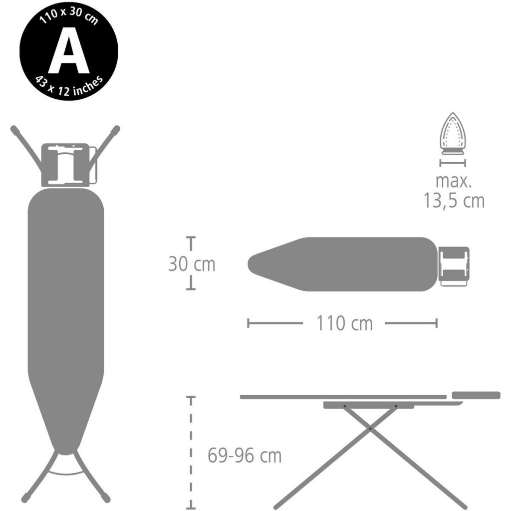 Brabantia Strijkplank A 110x30 cm Denim Grey - Image 4
