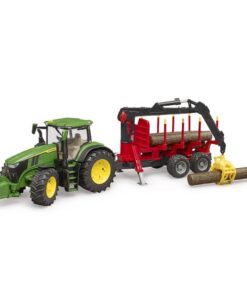 Bruder 03154 John Deere 7R 350 Tractor + Aanhanger en 4 Boomstammen