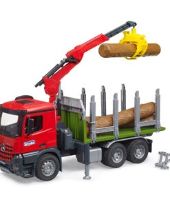 Bruder 03669 MB Arocs Houttransportwagen + Laadkraan + Grijper + 3 Boomstammen