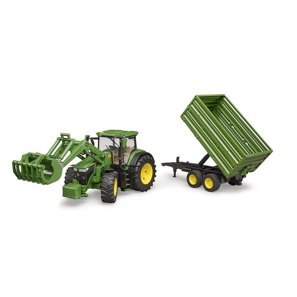 Bruder John Deere 7R 350 met Voorlader en Aanhanger - Image 4