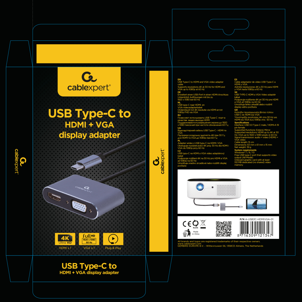 Cablexpert Gmb Adapter Usb-c->hdmi En Vga - Image 4