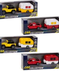 City Car Collection Die-Cast Pick-Up met Caravan 1:50 Assorti