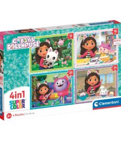 Clementoni Supercolor 4in1 Puzzel Gabbys Dollhouse 12-24 Stukjes