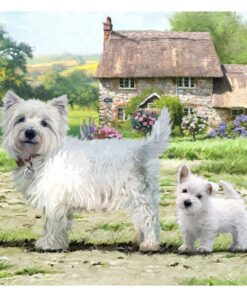 Craft Buddy Crystal Art Kaart West Highland Terriërs 18x18 cm