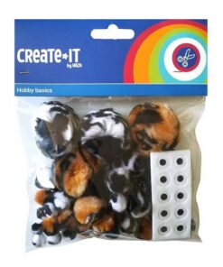 Creat It Animal Mix Pompoms + Oogjes 75 Stuks