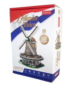 Alternative view of Cubic Fun 3D Puzzel Molen + Licht 64 Stukjes