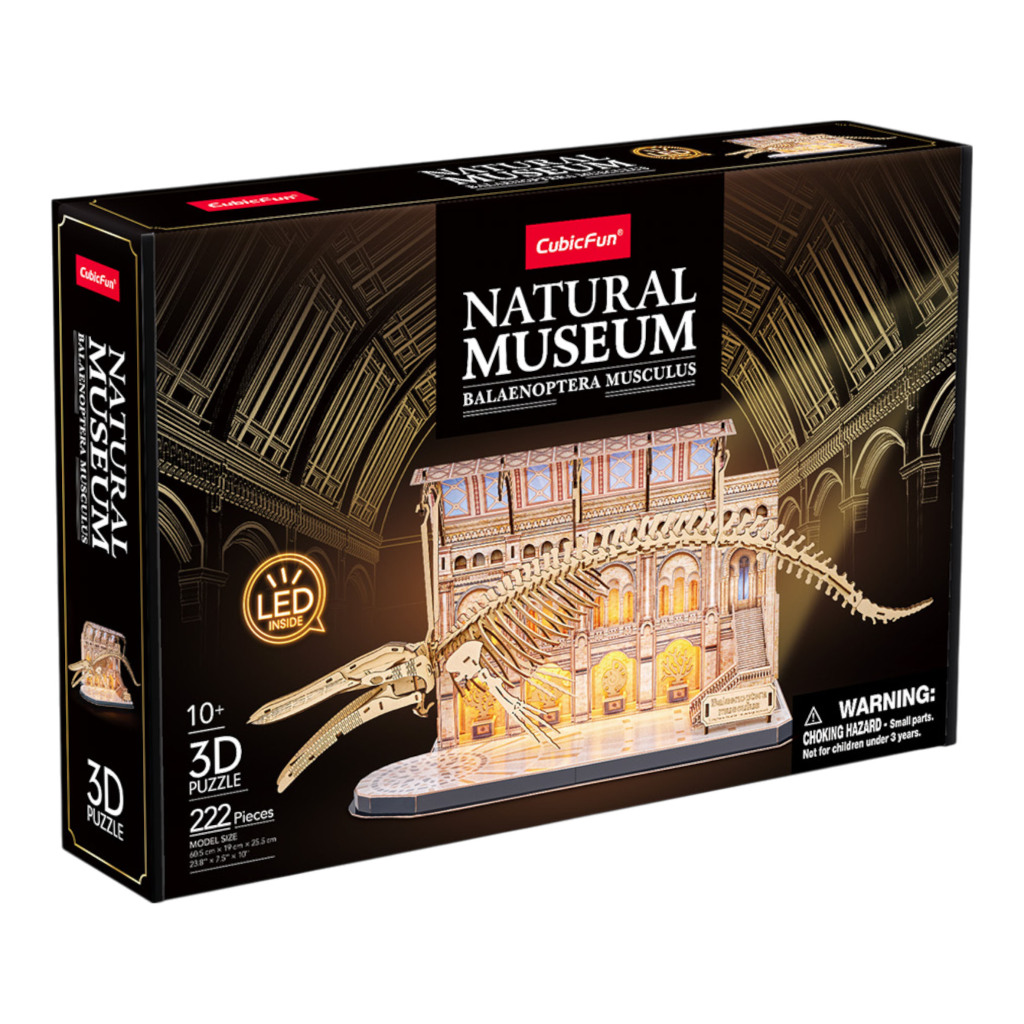 Cubic Fun Houten LED 3D Puzzel Natural Museum Blauwe Vinvis 222 Stukjes - Image 3