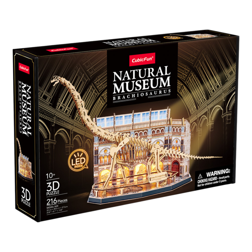 Cubic Fun Houten LED 3D Puzzel Natural Museum Brachiosaurus 216 Stukjes - Image 3