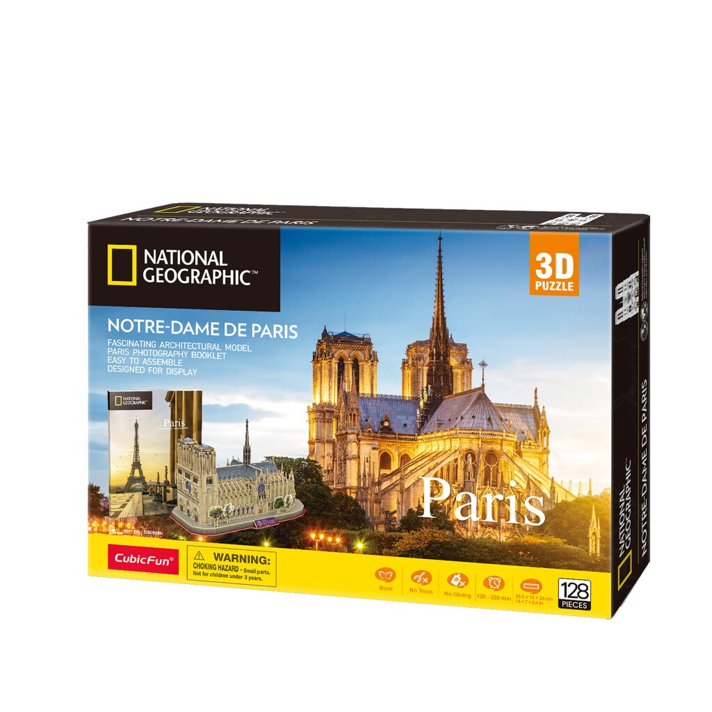Cubic Fun National Geographic 3D Puzzel Notre-Dame Parijs 128 Stukjes - Image 5