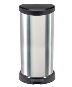 Curver Decobin Pedaalemmer Ovaal 40L Zilver/Zwart