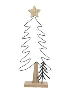Decoratie Kerstboom 17.5x6x43.5 cm IJzerdraad/Hout